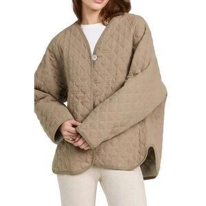 DONNI. Mushroom Quilted Oversized Button-Front Jacket Size XXL New
